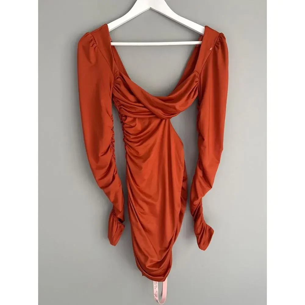 oh polly long sleeve ruched dress Oh Polly Ruched Gown With Sleeves Oh Polly Dress White Ruched Dress With Sleeves Oh Polly